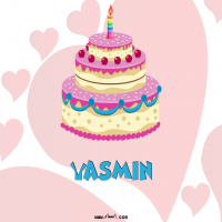 إسم Yasmin مكتوب على صور تورتة عيد ميلاد